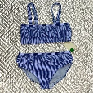 Boden Royal Blue Striped Ruffle Bikini Set